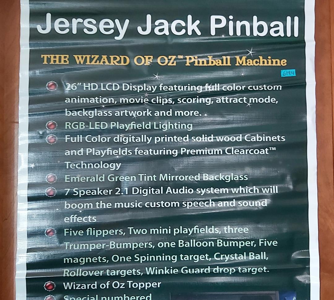 JERSEY JACK PINBALL WIZARD OF OZ Standard Collectible Vinyl Promotional